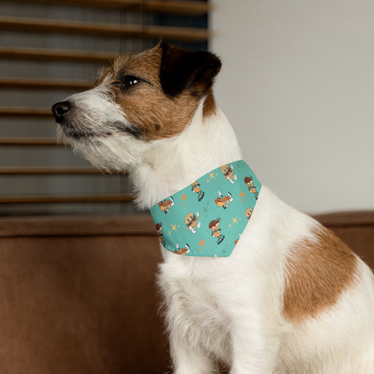 Blue Retro Fast Food Bandana Collar