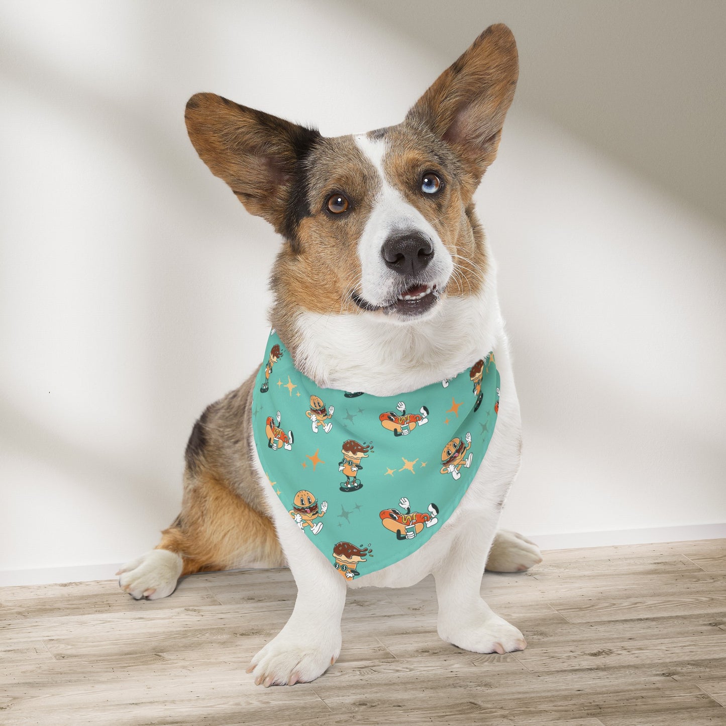 Blue Retro Fast Food Bandana Collar