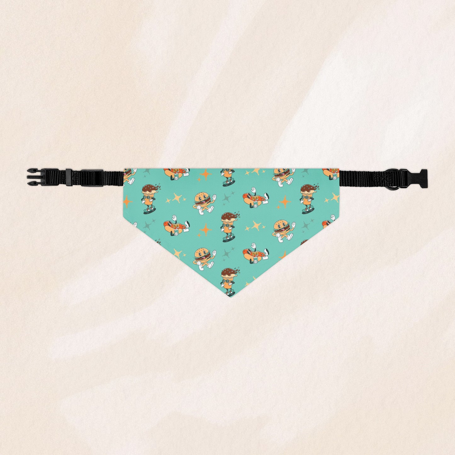Blue Retro Fast Food Bandana Collar