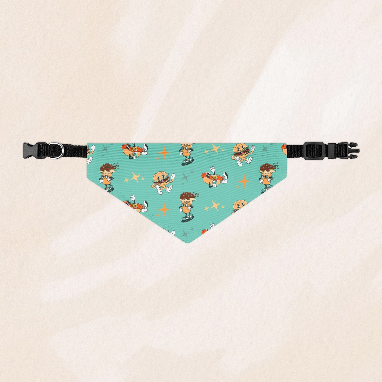 Blue Retro Fast Food Bandana Collar