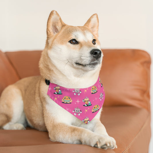 Pink Retro Fast Food Bandana Collar