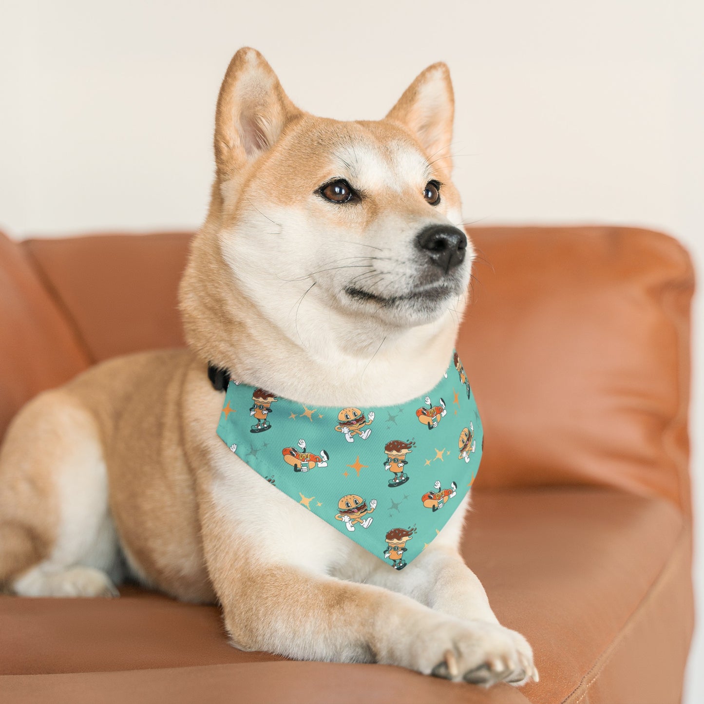 Blue Retro Fast Food Bandana Collar