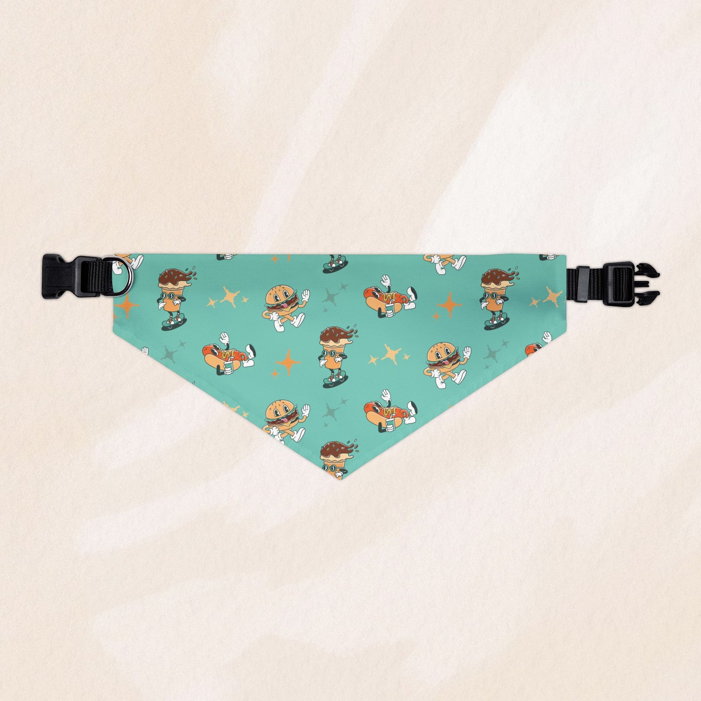 Blue Retro Fast Food Bandana Collar