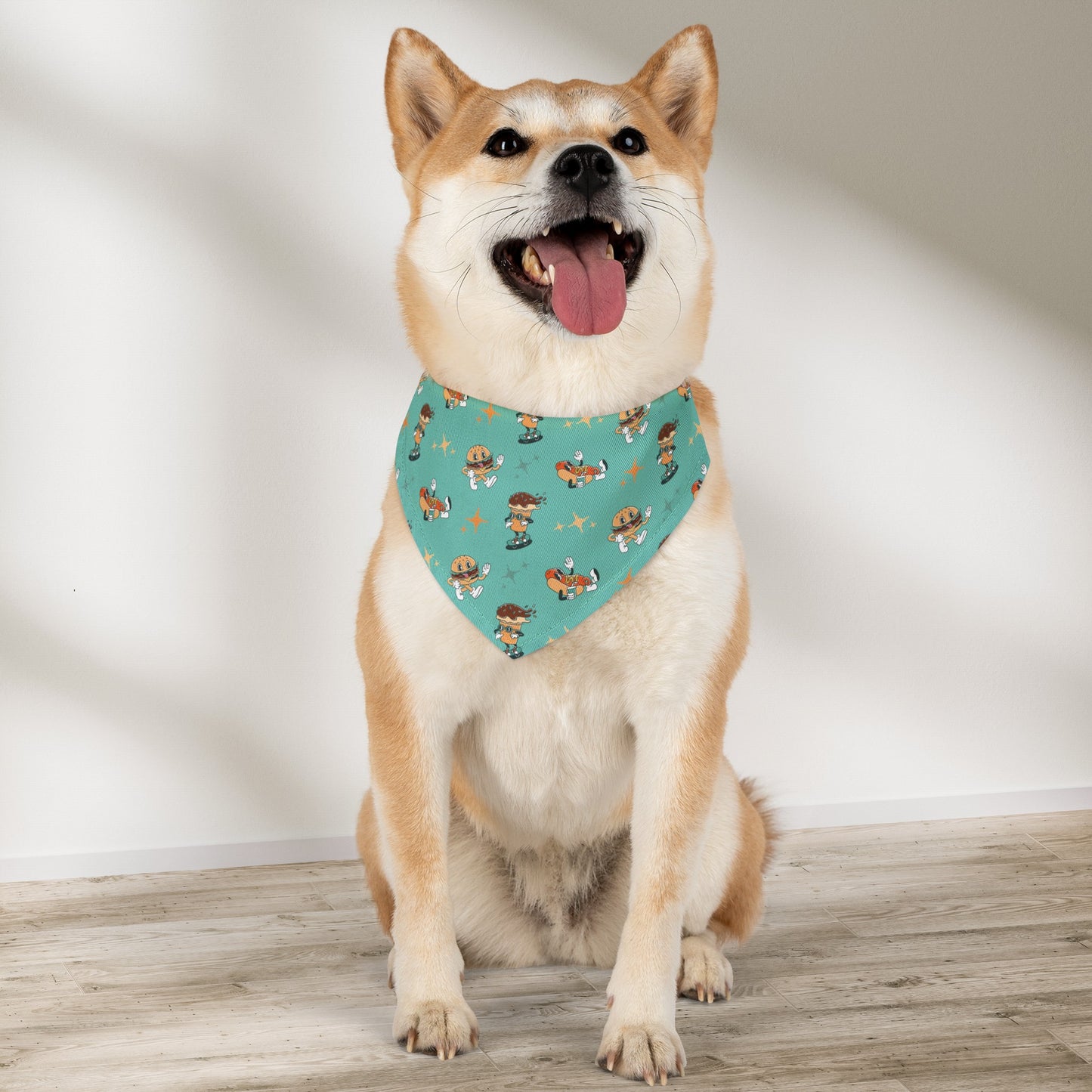 Blue Retro Fast Food Bandana Collar