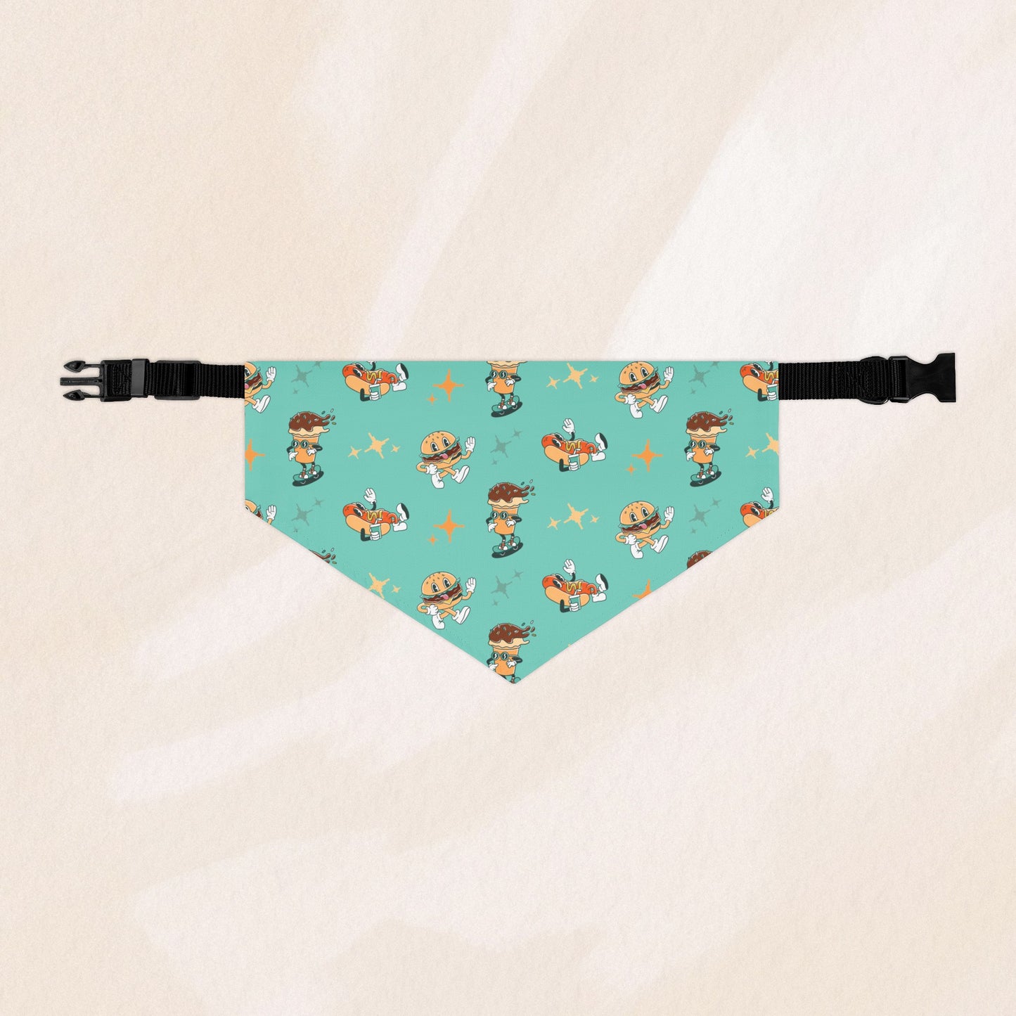 Blue Retro Fast Food Bandana Collar