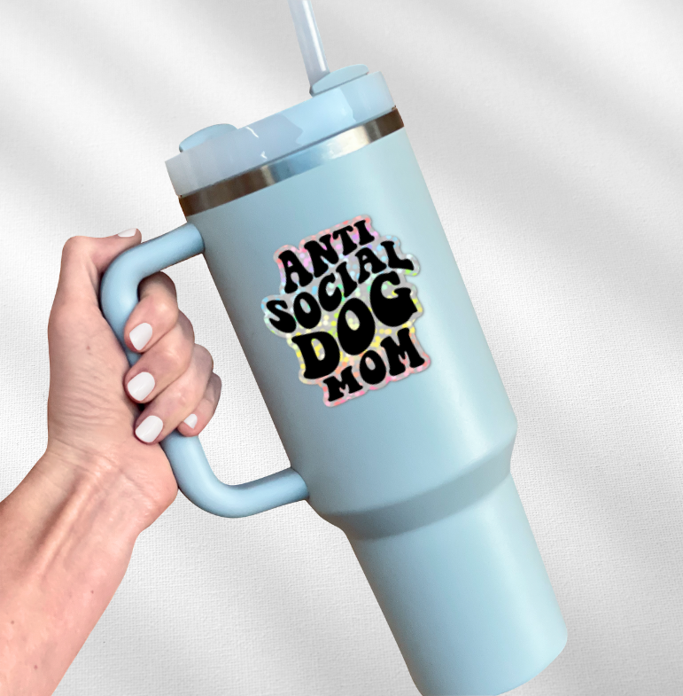 Anti Social Dog Mom Glitter Sticker