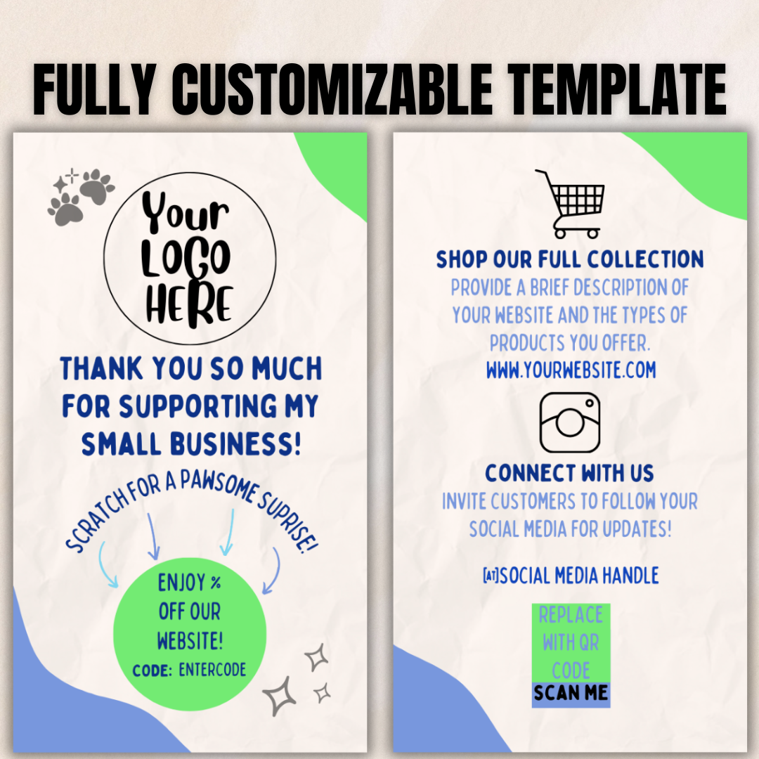 Pet Business Scratch Off Card Template - Digital Product Only